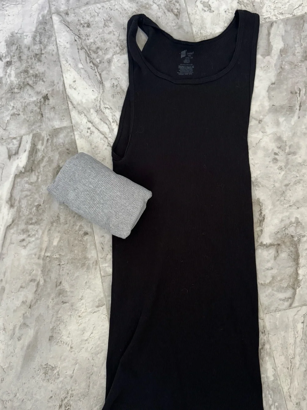 Hanes Men's Ribbed Tank Undershirt - Black & Gray